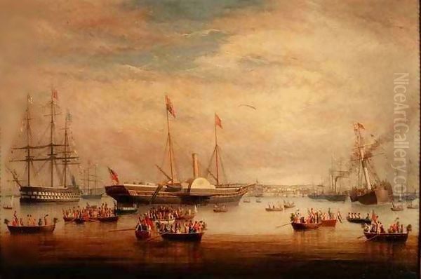 The Royal Yacht `Victoria and Albert' at Anchor off Cork Oil Painting by George Mounsey Wheatley Atkinson