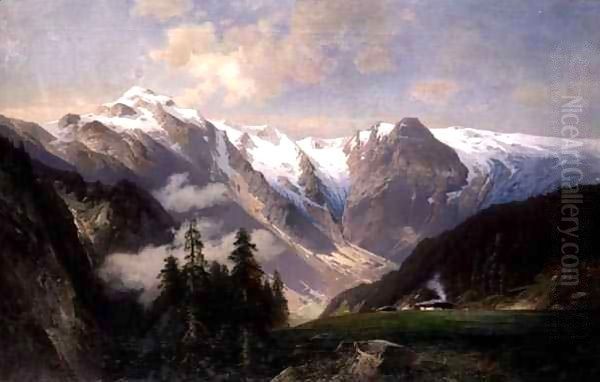 Mountain Landscape with the Grossglockner Oil Painting by Nicolai Astudin