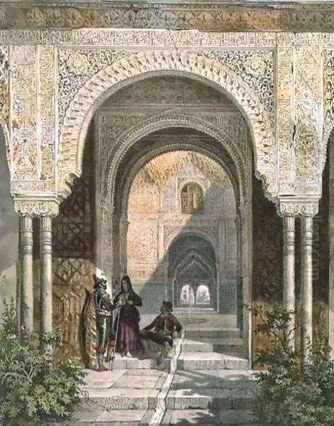 The Room of the Two Sisters in the Alhambra, Granada Oil Painting by Leon Auguste Asselineau