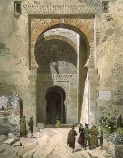 The Gate of Justice, entrance to the Alhambra, Granada Oil Painting by Leon Auguste Asselineau