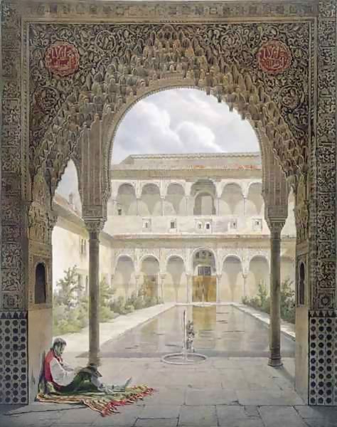 The Court of the Alberca in the Alhambra, Granada by Leon Auguste Asselineau