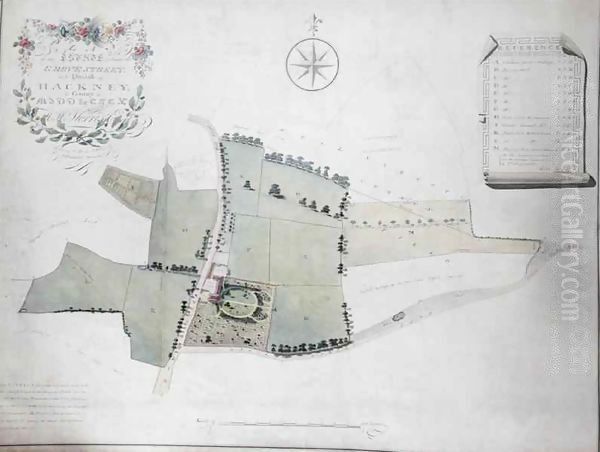 Plan of an estate situated at Grove Street in the Parish of Hackney Oil Painting by William Hurst Ashpitel