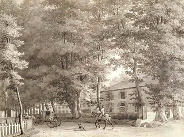 View of the Stables on Lord Fitzwilliam's Mount Merrion estate, near Dublin Oil Painting by William Ashford