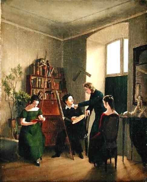 The Artist in His Studio Oil Painting by Louis Asher