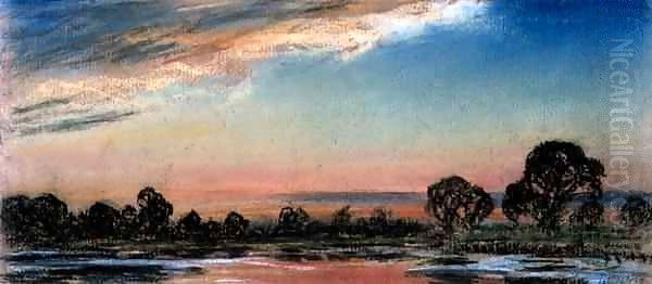 Afterglow an Hour After Official Sunset Time, Chelsea Oil Painting by William Ascroft