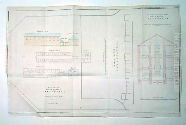 Range of Solitary Cells Erected at the Female Factory at Parramatta, New South Wales Oil Painting by John Arrowsmith