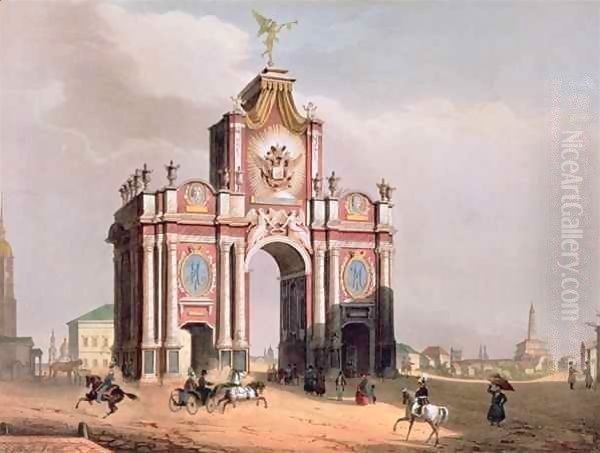 The Red Gate in Moscow Oil Painting by Louis Jules Arnout