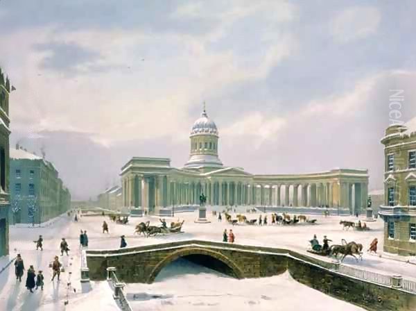 Kazan Cathedral, St. Petersburg Oil Painting by Louis Jules Arnout