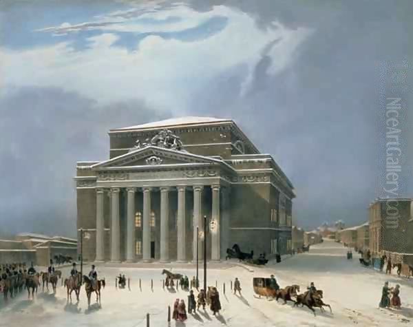 The Bolshoi Theatre in Moscow Oil Painting by Louis Jules Arnout