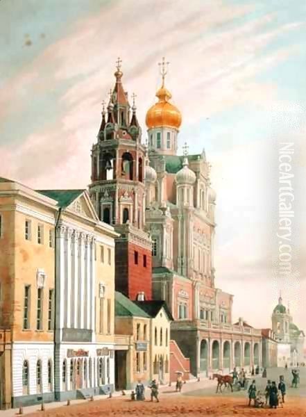 The Assumption Church at Pokrovskaya street in Moscow Oil Painting by Louis Jules Arnout