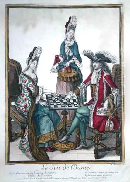 Le Jeu de Dames (Game of Draughts) Oil Painting by Nicolas Arnoult