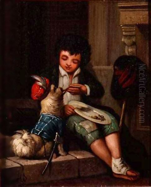 Boy with a dog Oil Painting by Harriet Arnold