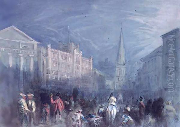 View of Broad Street, Bristol Oil Painting by Francis Abel William Taylor Armstrong