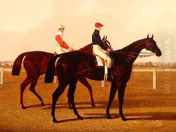 The Racehorses Charles XII and Euclid with Jockeys Up Oil Painting by Henry Hugh Armstead