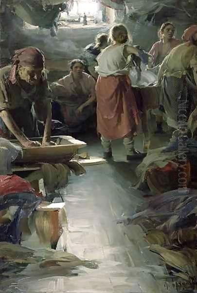 Laundresses Oil Painting by Abram Efimovich Arkhipov