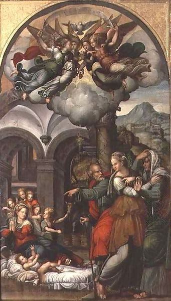 Nativity with the Two Midwives Oil Painting by Pellegrino (Munari) Aretusi