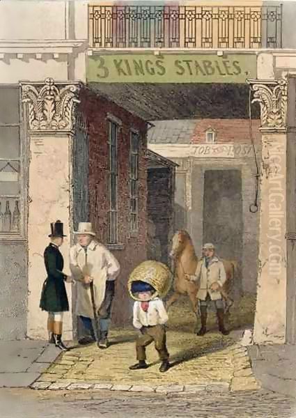 Remains of Clarendon House, Three Kings Livery Stables, Piccadilly Oil Painting by John Wykeham Archer