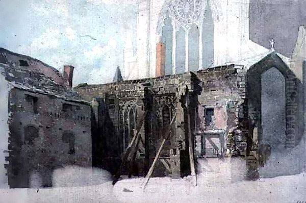 An Architectural Sketch Oil Painting by John Wykeham Archer