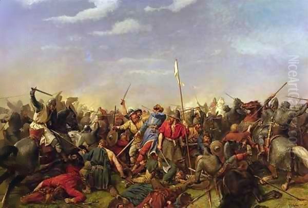 Battle of Stamford Bridge Oil Painting by Peter Nicolai Arbo