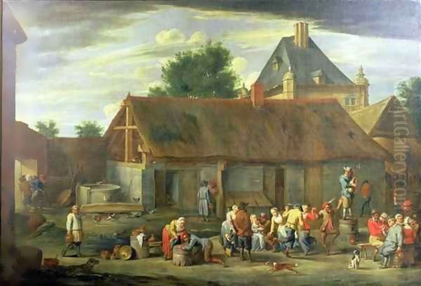 Peasants Merrymaking by a Country House Oil Painting by Thomas Van Apshoven