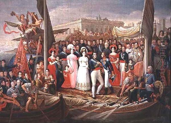 Ferdinand VII Disembarking in the Port of Santa Maria Oil Painting by Jose Aparicio