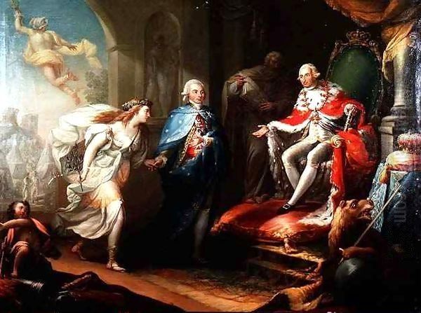 Godoy Presenting Peace to Charles IV Oil Painting by Jose Aparicio