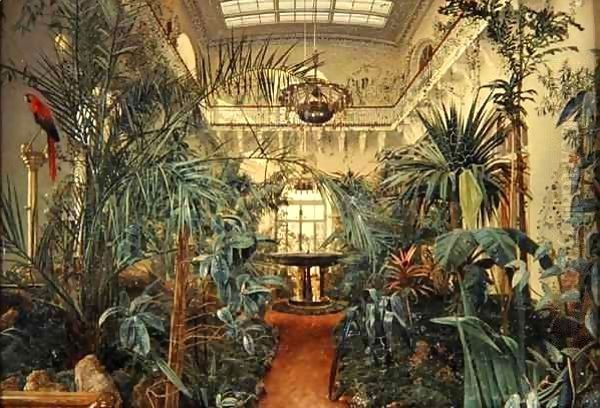 Winter Garden in the Winter Palace, St. Petersburg Oil Painting by Michail Ivanovich Antonov