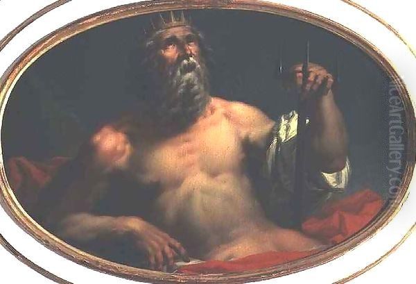 Personification of Water as the god Poseidon Oil Painting by Giorgio Anselmi