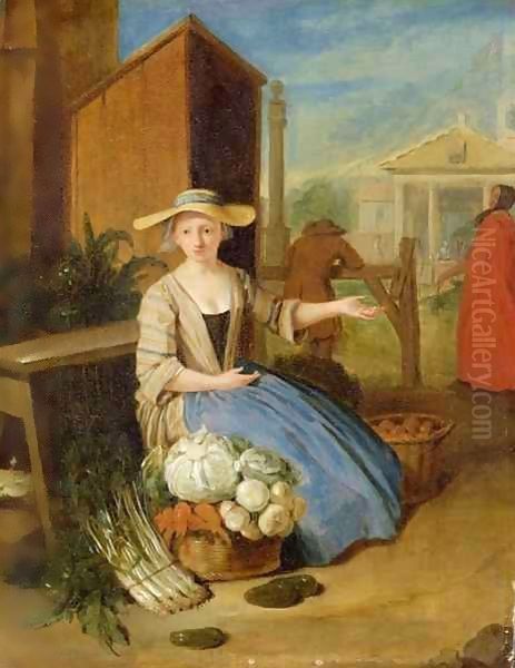 Vegetable Seller, Covent Garden Oil Painting by Pieter Angillis