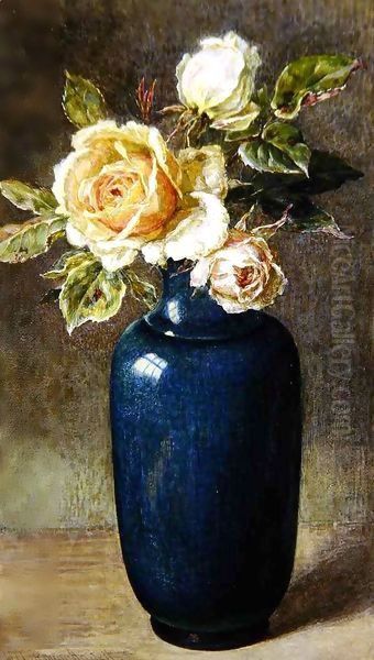 Vase of Roses Oil Painting by Helen Cordelia Coleman Angell