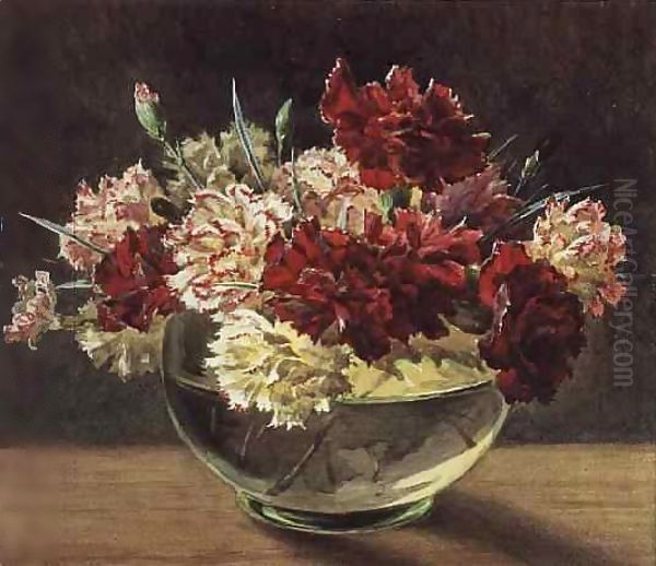 A Bowl of Carnations Oil Painting by Helen Cordelia Coleman Angell