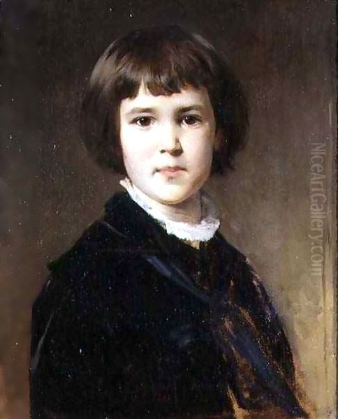 Portrait of the Artist's Son, Gustav Oil Painting by Baron Heinrich von Angeli