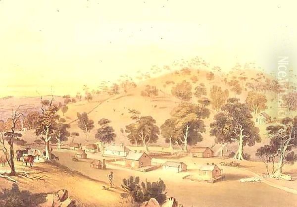 Angaston, Australia from the 'South Australia Illustrated' Oil Painting by George French Angas