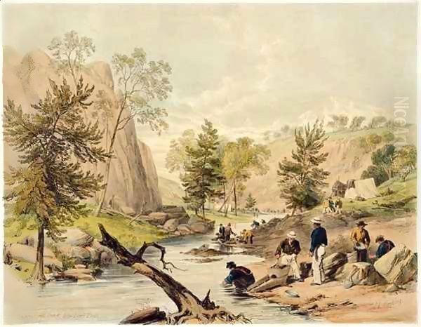 Gold Washing, Summer Hill Creek, below Lewis' Ponds Oil Painting by George French Angas