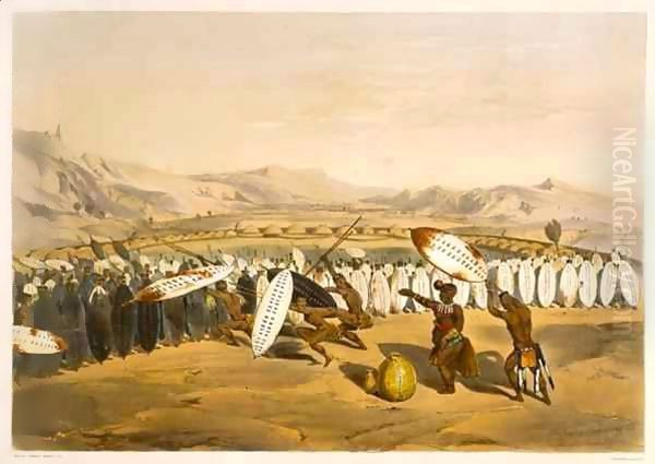 Umpanda Reviewing his Troops at Nonduengi, plate 12 from 'The Kafirs Illustrated' Oil Painting by George French Angas