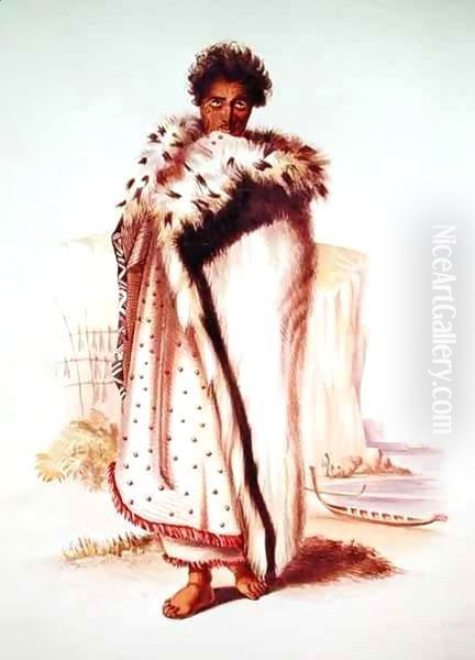 Rangitakina, a Chief of the Bay of Plenty on the East Coast Oil Painting by George French Angas