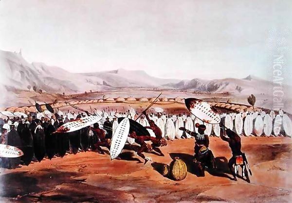 Umpanda Reviewing his Troops at Nonduengo Oil Painting by George French Angas