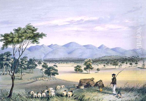 Lynedoch Valley looking towards the Barossa Range Oil Painting by George French Angas