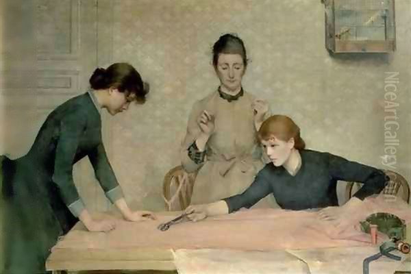 The Sewing Class Oil Painting by Alix d' Anethan