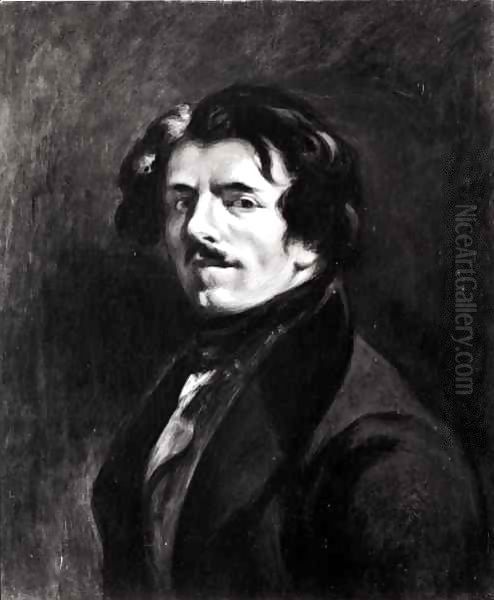 Portrait of Eugene Delacroix (1798-1863) after a self portrait of 1834 Oil Painting by Pierre Andrieu