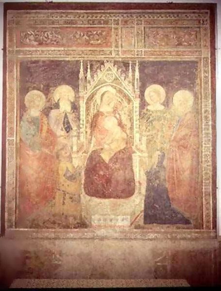 Madonna and Child with SS. Elia, John the Baptist, Nicolas and Leonard Oil Painting by Andrea Bonaiuti da Da Firenze