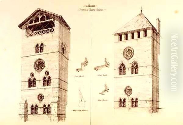 Fragments of Baronial Residences, Cahors, France, from 'Examples of the Municipal, Commercial, and Street Architecture of France and Italy from the 12th to the 15th Century' Oil Painting by R. Anderson