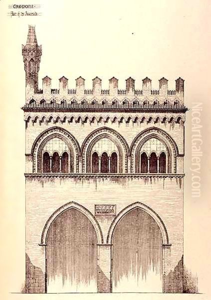 Palace of the Jurisconsults, Cremona, Italy, built in 1292, from 'Examples of the Municipal, Commercial, and Street Architecture of France and Italy from the 12th to the 15th Century' Oil Painting by R. Anderson