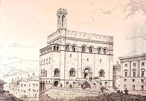 Palazzo del Comune, Gubbio, Italy, from 'Examples of the Municipal, Commercial, and Street Architecture of France and Italy from the 12th to the 15th Century' Oil Painting by R. Anderson