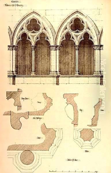 Windows in the Hall of the Monastery, Cluny, from 'Examples of the Municipal, Commercial, and Street Architecture of France and Italy from the 12th to the 15th Century' Oil Painting by R. Anderson