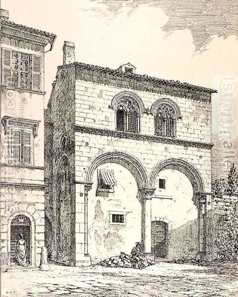 House in the Piazza del Duomo, Viterbo, Italy, from 'Examples of the Municipal, Commercial, and Street Architecture of France and Italy from the 12th to the 15th Century' Oil Painting by R. Anderson