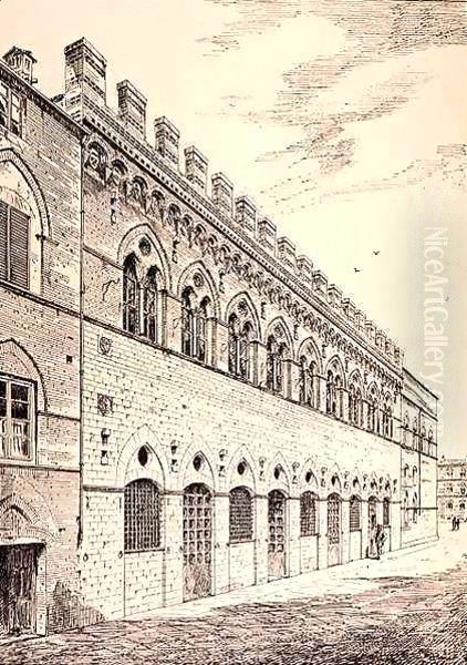 Palazzo Grotanelli, from 'Examples of the Municipal, Commercial, and Street Architecture of France and Italy from the 12th to the 15th Century' Oil Painting by R. Anderson