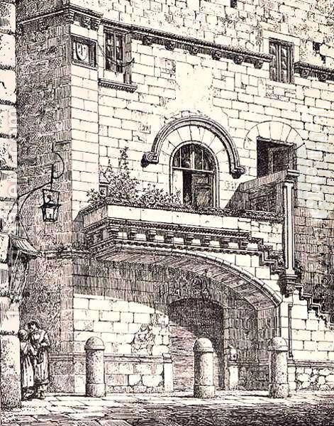 House of Santa Rosa, Viterbo, Italy, from 'Examples of the Municipal, Commercial, and Street Architecture of France and Italy from the 12th to the 15th Century' Oil Painting by R. Anderson