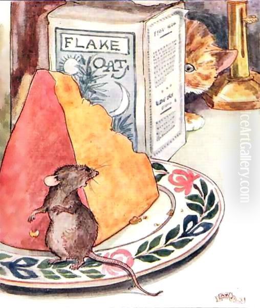 Having a bit of supper - prime Stilton Oil Painting by Anne Anderson