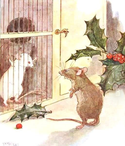 Saw a prison and in it the white ghost of a mouse Oil Painting by Anne Anderson